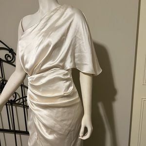 Ivory midi dress - one shoulder